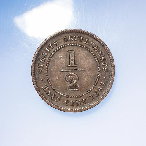 309 - Straits Settlements (Singapore & Malaysia) copper 1/2 Cent 1883, KM# 8, rare, VF