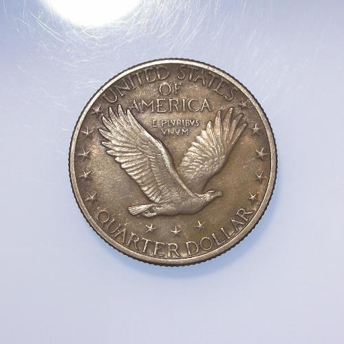 327 - USA Standing Liberty silver Quarter 1917D, variety 2, toned EF