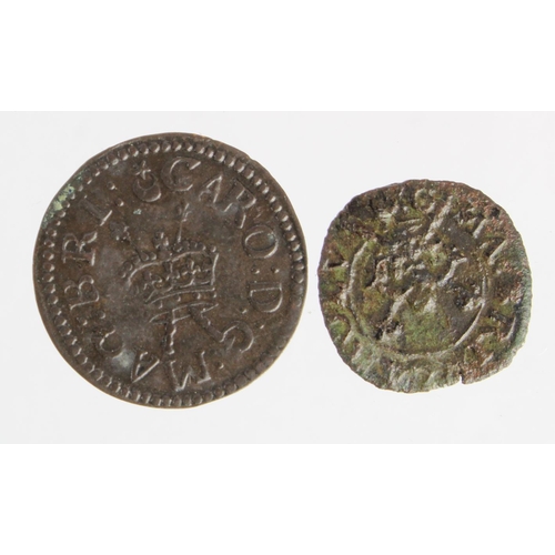 368 - Charles I copper Farthings (2): Richmond mm. crescent with mullet, VF, and Rose type mm. mullet obv.... 