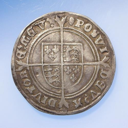 383 - Edward VI fine silver Shilling mm. tun, S.2482, 5.69g, slightly crinkled GF