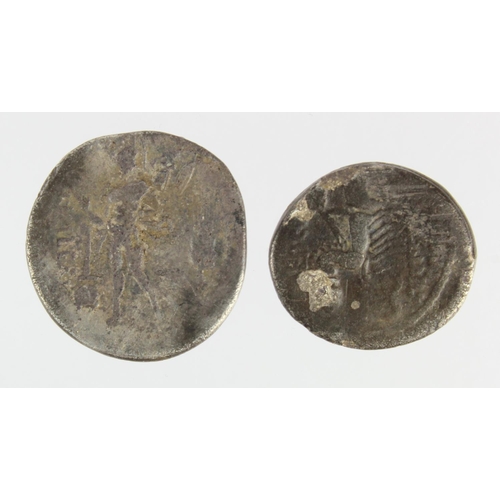 430 - Roman Republican (2) silver Denarii: M. Aemilius Scaurus, camel and Nabetean King Aretus kneeling ty... 