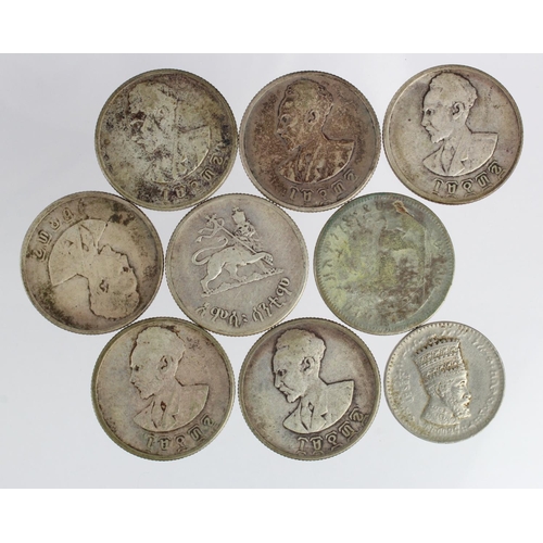 519 - Ethiopia (9) 19th-20thC, mostly silver, mixed grade.