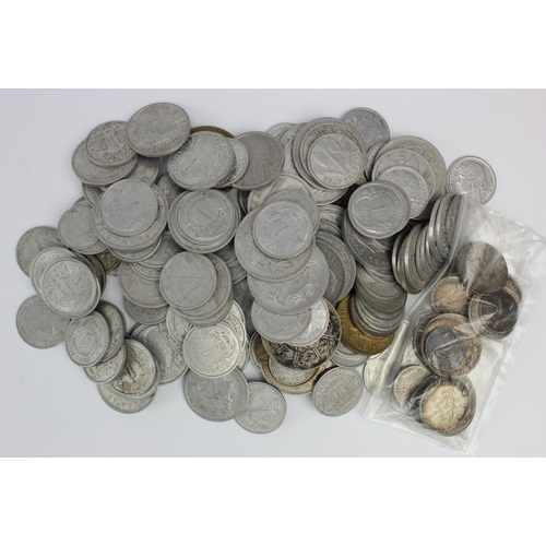 524 - France (26) silver coins 19th-20thC, plus a large quantity of aluminium and other base coinage.