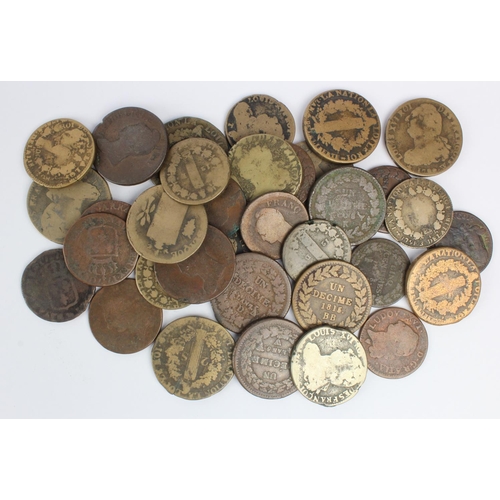 525 - France (35) copper & bronze coinage 18th-19thC, mixed grade.