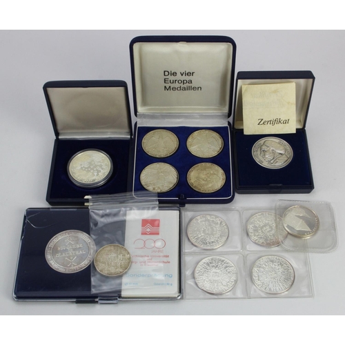 693 - Germany (13) post-war commemorative silver coins and medals.