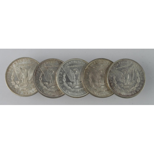 766 - USA Silver Morgan Dollars (4) 1884o, 1885 x2, 1887 & 1904o. All in high grades EF or better