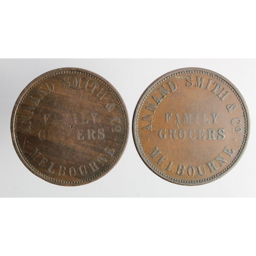 795 - Australian 19thC Penny Tokens (2) both of Annand Smith & Co., Melbourne, aVF