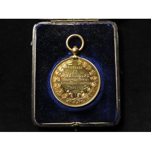 805 - British Agricultural Medal, gilt white metal d.44.5mm: Royal Lancashire Agricultural Society medal n... 