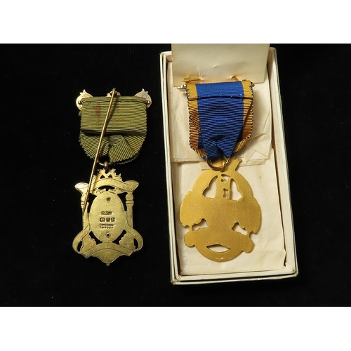 848 - Masonic Jewels (2): Liversage (Derby) Founder finely enamelled hallmarked silver-gilt, and RMIB Stew... 