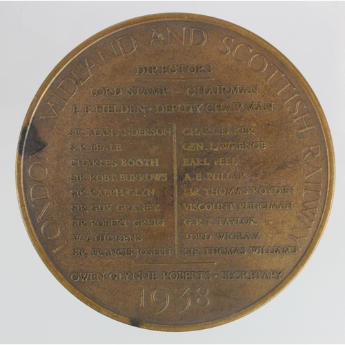 860 - Railway - London Birmingham Railway Centenary 1938 bronze medallion, has a couple of dirty marks to ... 