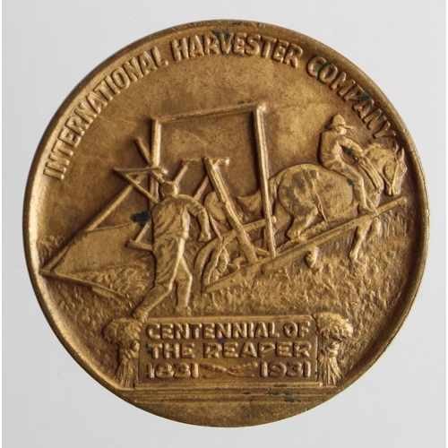 884 - USA Commemorative Medal, bronze d.34mm: Cyrus Hall McCormick, International Harvester Company, Cente... 