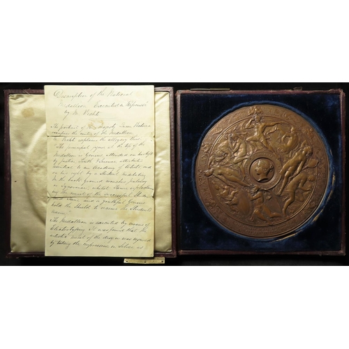 898 - British Academic Medal (electrotype plaque) copper d.145mm: National Art Competition (founded 1857) ... 