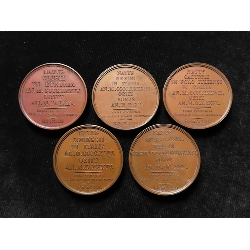 913 - French / German Commemorative medals (5) bronze d.41mm, from the series Numismatica Universalis Viro... 