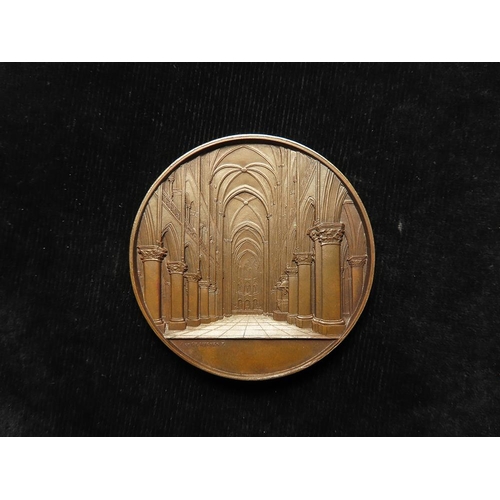 920 - French Commemorative Medal, bronze d.58.5mm: Notre-Dame Cathedrale de Paris architectural medal by J... 