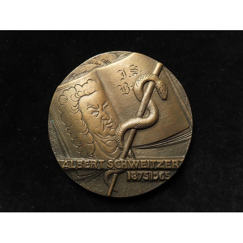 922 - French Commemorative Medal, bronze d.78mm: Albert Schweitzer (polymath) 1875-1965, (medal) by G. Sim... 