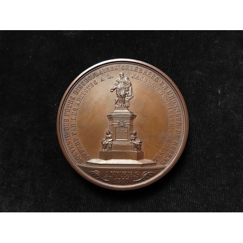 949 - Netherlands / Belgium, Commemorative Medal, bronze d.72mm: Peter Paul Rubens Statue at Anvers 1840 (... 