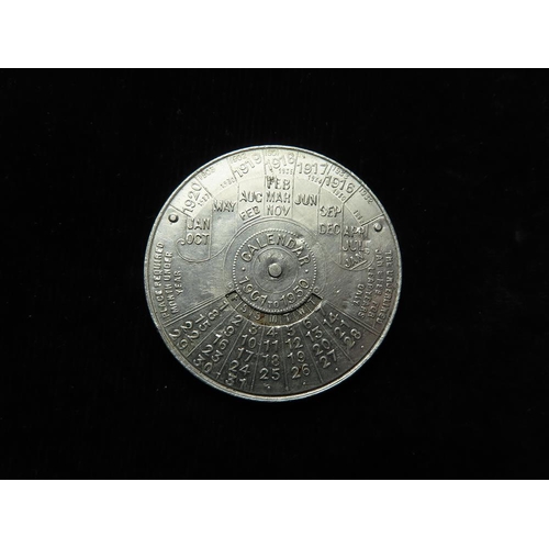 974 - USA Perpetual Calendar Medal, aluminium d.44mm: Dr. Woodrow Wilson, 28th President U.S. Elected Nov.... 