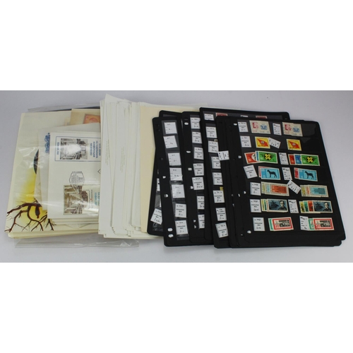 123 - Box of misc stamps on leaves, in stocksheets etc. Turkish, Cyprus, DDR, Russia, etc. A lot with pote... 