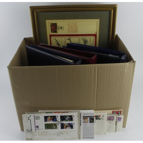 204 - Box of various GB FDC's and event covers in albums and loose, plus o framed autographed Military Cov... 