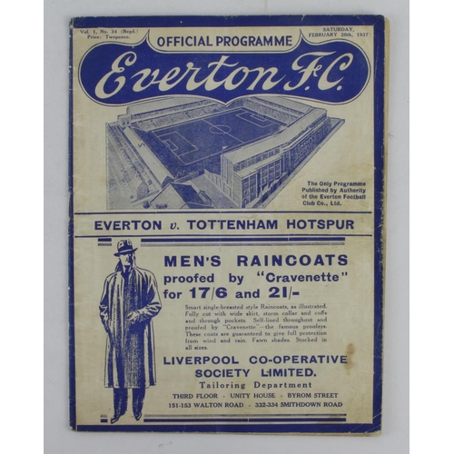 422 - Everton v Tottenham FA Cup 5th Round 20th February 1937 programme