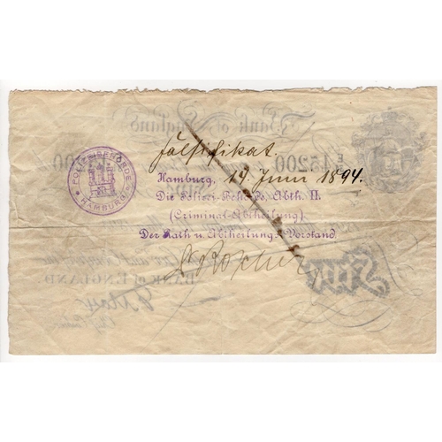 15 - May 5 Pounds dated 10 May 1893, a contemporary forgery ink cross cancelled, serial number E/31 45200... 