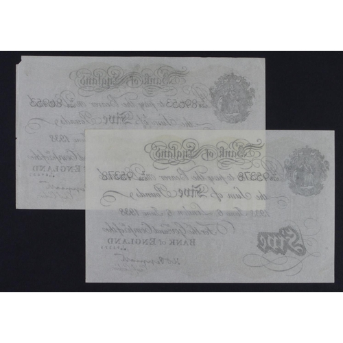 26 - Peppiatt 5 Pounds FORGERIES (2) dated 6th June 1938, NOT BERNHARD but  good quality Italian contempo... 