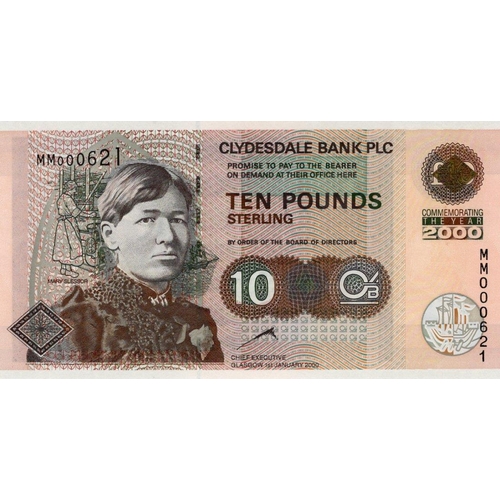 364 - Scotland, Clydesdale Bank (2), 20 Pounds and 10 Pounds dated 1st January 2000, a pair of Commemorati... 