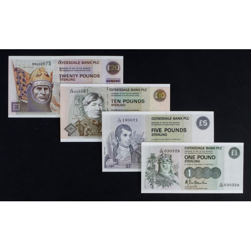 365 - Scotland, Clydesdale Bank (4), 20 Pounds dated 2000 commemorative note 'year 2000' with LOW serial M... 