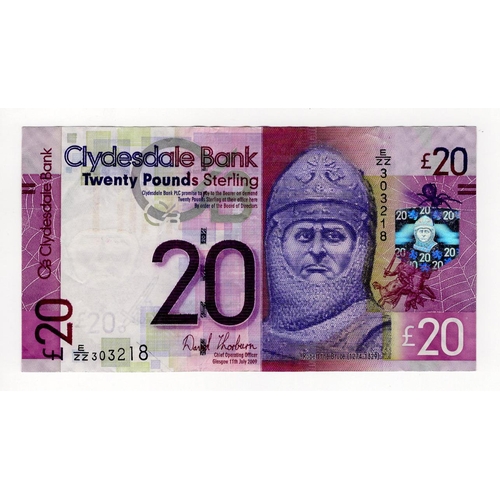 370 - Scotland, Clydesdale Bank 20 Pounds dated 11th July 2009, signed David Thorburn, REPLACEMENT note se... 