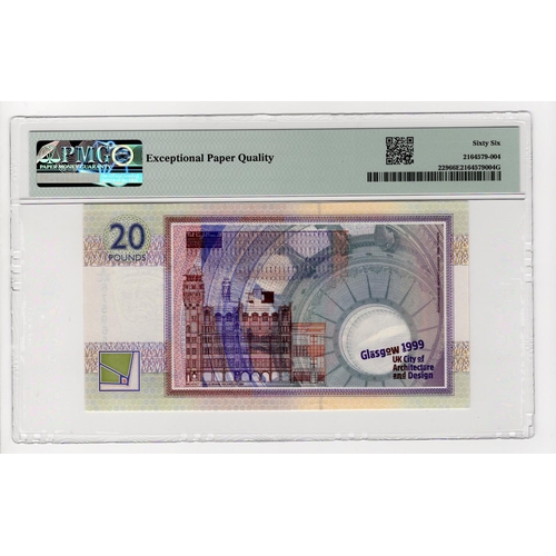 374 - Scotland, Clydesdale Bank 20 Pounds dated 9th April 1999, commemorative note Glasgow city of archite... 