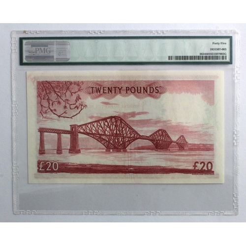 384 - Scotland, National Bank of Scotland 20 Pounds dated 1st November 1957, signed Dandie & Alexander, se... 