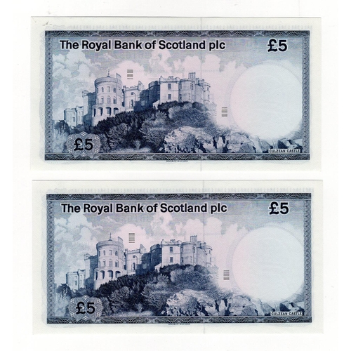 396 - Scotland, Royal Bank of Scotland 5 Pounds (2) dated 3rd May 1982 signed C.R. Winter, a consecutively... 