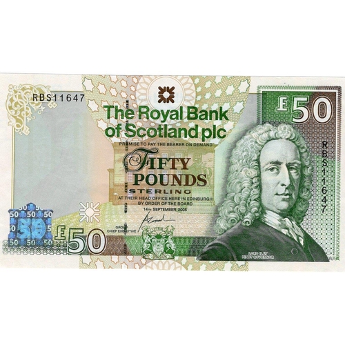 401 - Scotland, Royal Bank of Scotland 50 Pounds dated 14th September 2005, Commemorative Issue bank headq... 