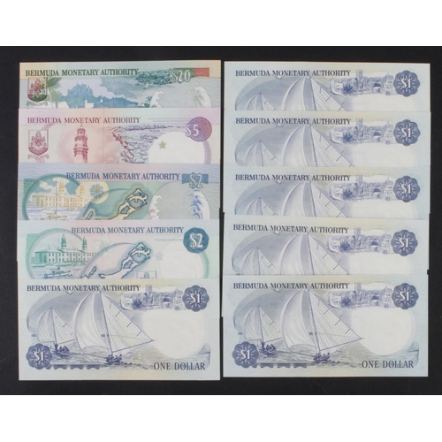 444 - Bermuda (10), an Uncirculated group of Queen Elizabeth II notes, 1 Dollar (6) dated 1976, 1978, 1979... 