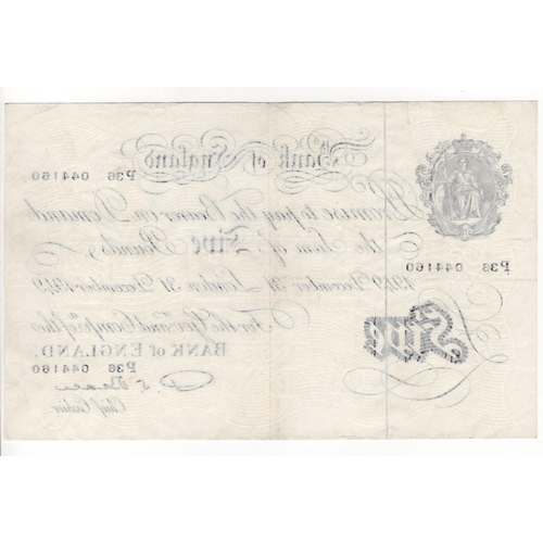 55 - Beale 5 Pounds (B270) dated 31st December 1949, serial P36 044160 (B270, Pick344) tiny edge nick, Fi... 