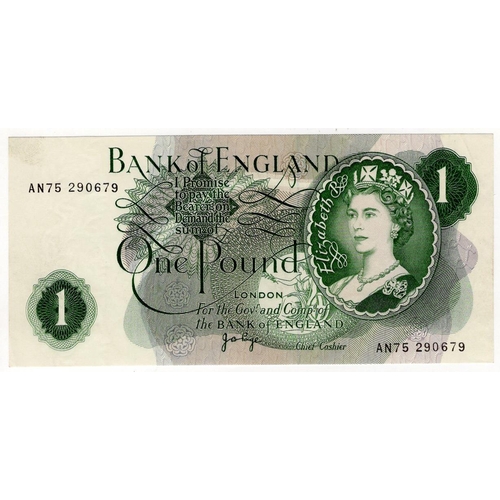 70 - ERROR Page 1 Pound issued 1970, completely blank reverse, a rare uniface note, serial AN75 290679 (B... 