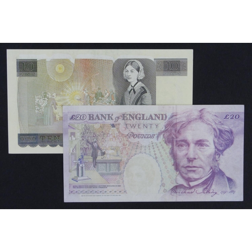 8 - FORGERY (2), Gill 10 Pounds serial number DZ77 363809 on thick paper (B354 for type), Kentfield 20 P... 