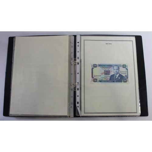 935 - World (33), an unusual album of SPECIMEN notes including 2 A4 pages showing the back and front of th... 