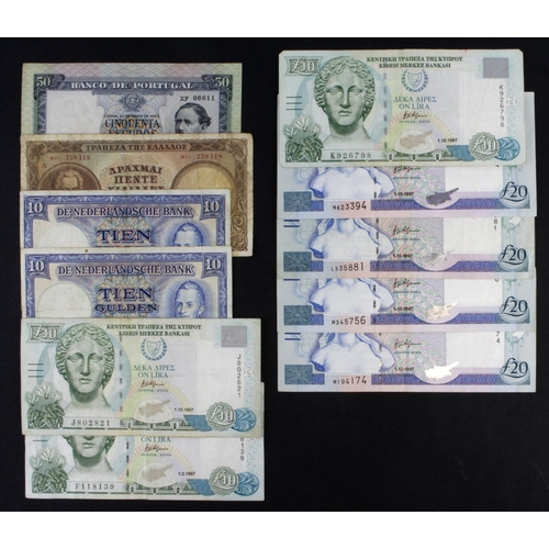 956 - World, Europe (11) comprising Cyprus 20 Pounds dated 1997 (4), 10 Pounds dated 1997 (3), Greece 5000... 