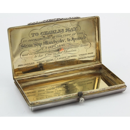 1056 - Ipswich interest - very interesting & unusual silver cigar/cigarette case /Presentation box.   Lovel... 