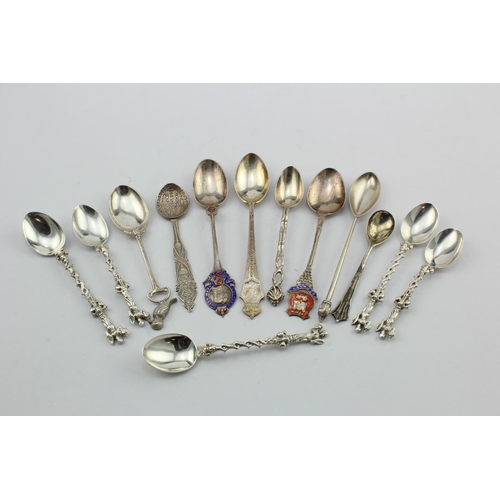 1084 - Mixed lot of silver flatware comprising nine spoons with British hallmarks (five are Victorian and h... 