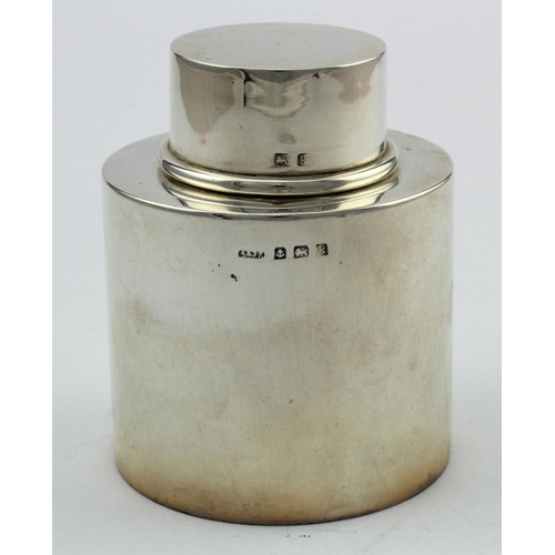 1101 - Small silver tea caddy hallmarked A&JK Birm. 1909.   Weighs 3oz approx.