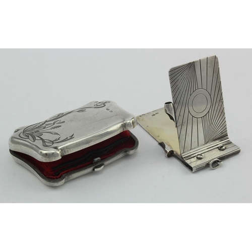 1103 - Russian mixed lot of 19thc. silver comprising a notebook holder (missing the pencil) marked for St. ... 