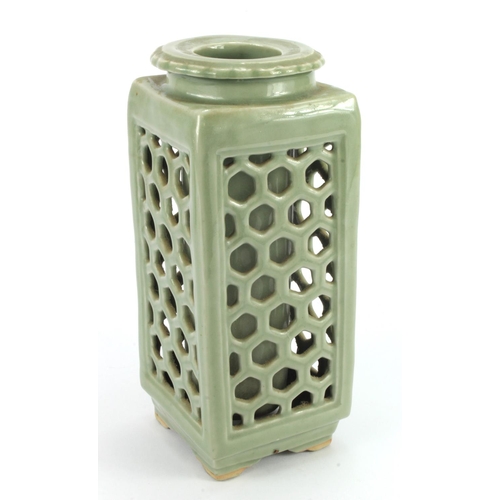 1130 - Double green celadon vase, likely Ming Dynasty. Similar example featured on the Antiques Roadshow, a... 