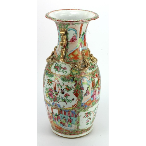 1131 - Chinese export Canton rose medallion pattern vase, c.1880. Height measures approx. 46cm. Some damage... 