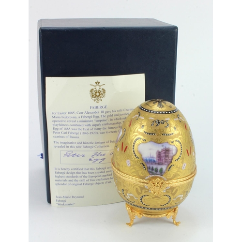 1135 - Faberge Limoges 'Peter the Great' porcelain egg, ornately decorated, makers marks to base, with cert... 