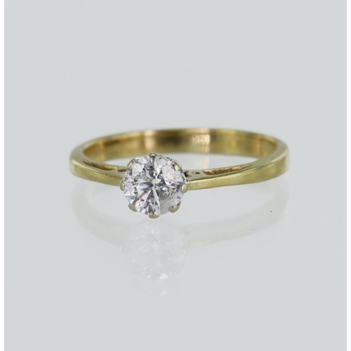 20 - 18ct yellow gold diamond solitaire ring, one round brilliant cut approx. 0.45ct, estimated colour ap... 