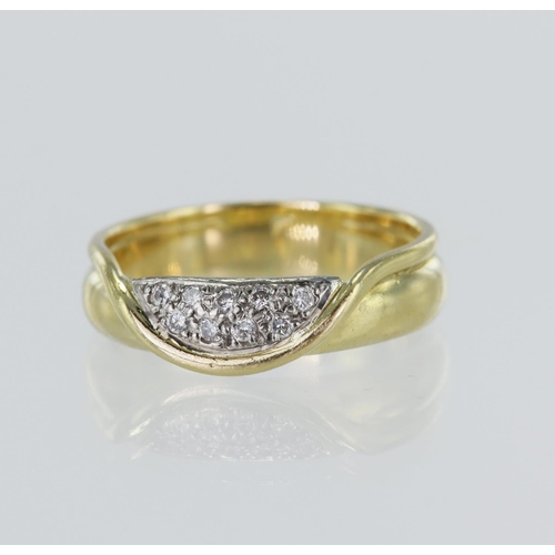 35 - 18ct yellow gold diamond set ring, nine round brilliant cuts set in a white gold pave setting, TDW a... 