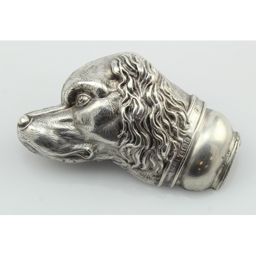 378 - Silver antique dogs head brooch, hallmarked C&N Birmingham 1902, measures approx. 56mm x 30mm, moder... 