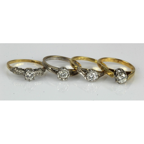 403 - Four tests 18ct gold diamond solitaire rings, diamond weights approx. 0.15ct, 0.20ct, 0.25ct, 0.40ct... 